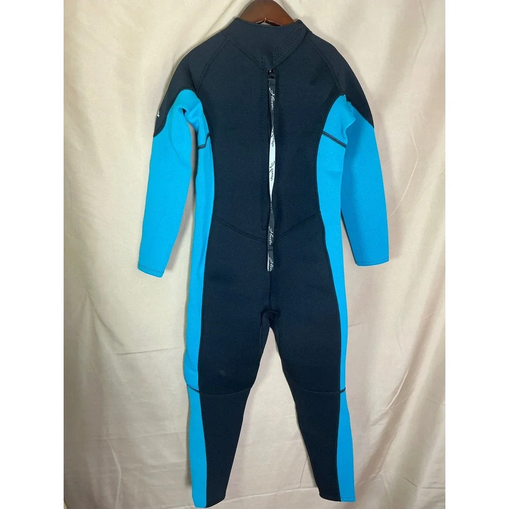 Hevto Wetsuit Kids 10 Black Blue Excellent‎ 3/2mm Neoprene Full Body Youth Surf